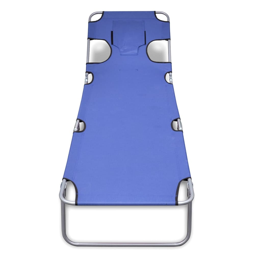 vidaXL foldbar liggestol med hovedpude pulverlakeret stål blå