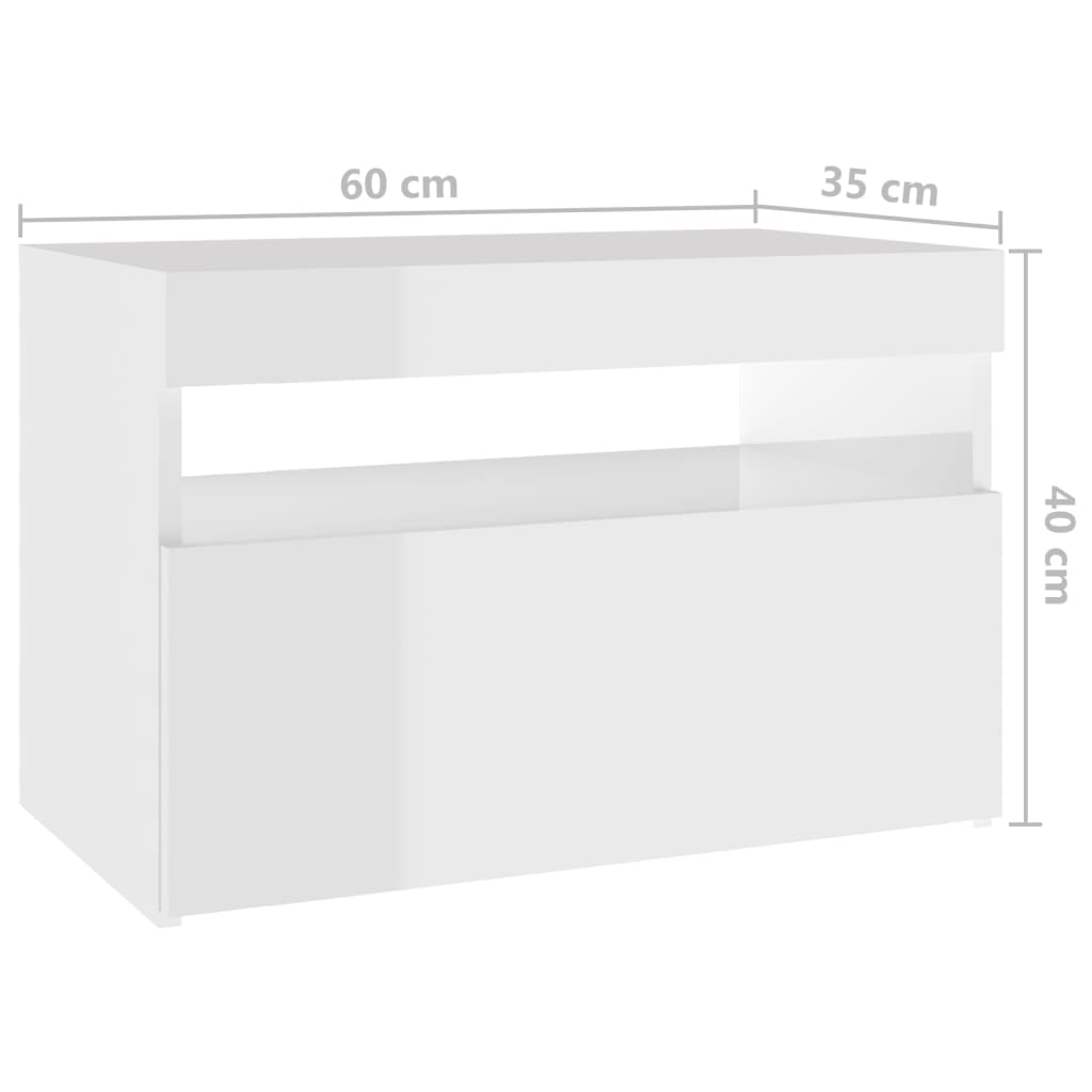 vidaXL tv-borde med LED-lys 2 stk. 60x35x40 cm hvid højglans