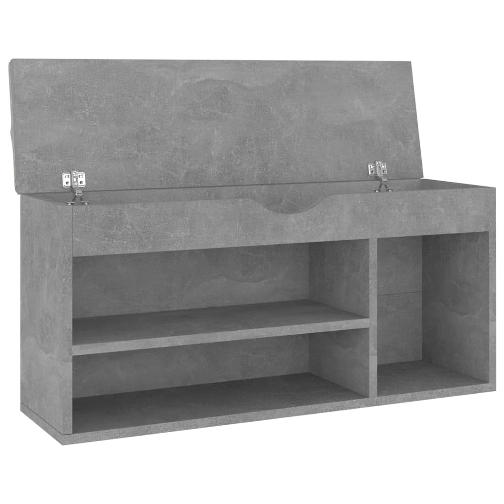 vidaXL skobænk med hynde 104x30x49 cm spånplade betongrå