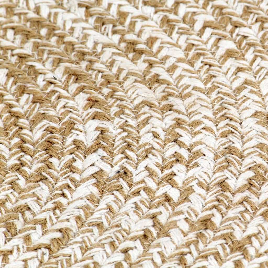 vidaXL håndlavet tæppe jute 120 cm hvid og naturfarvet