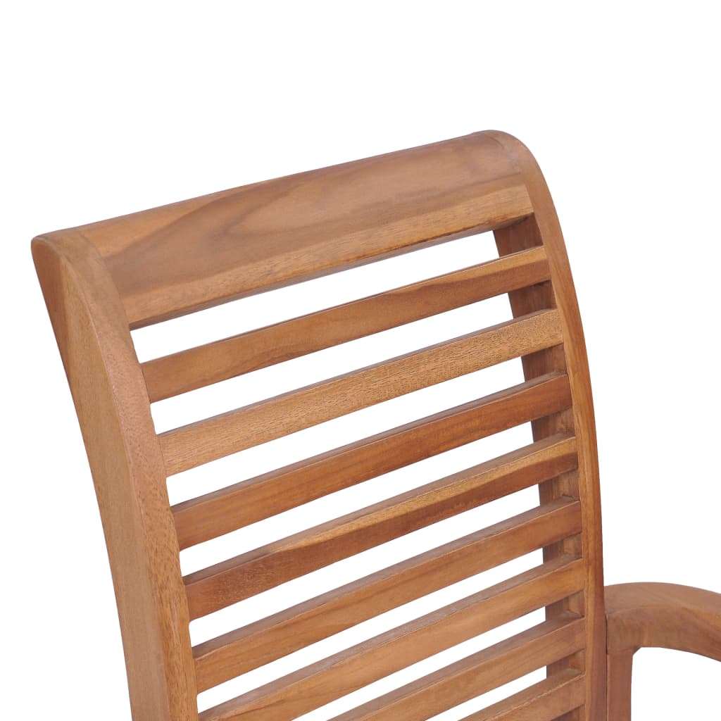 vidaXL spisebordsstole 2 stk. med grå hynder massivt teaktræ