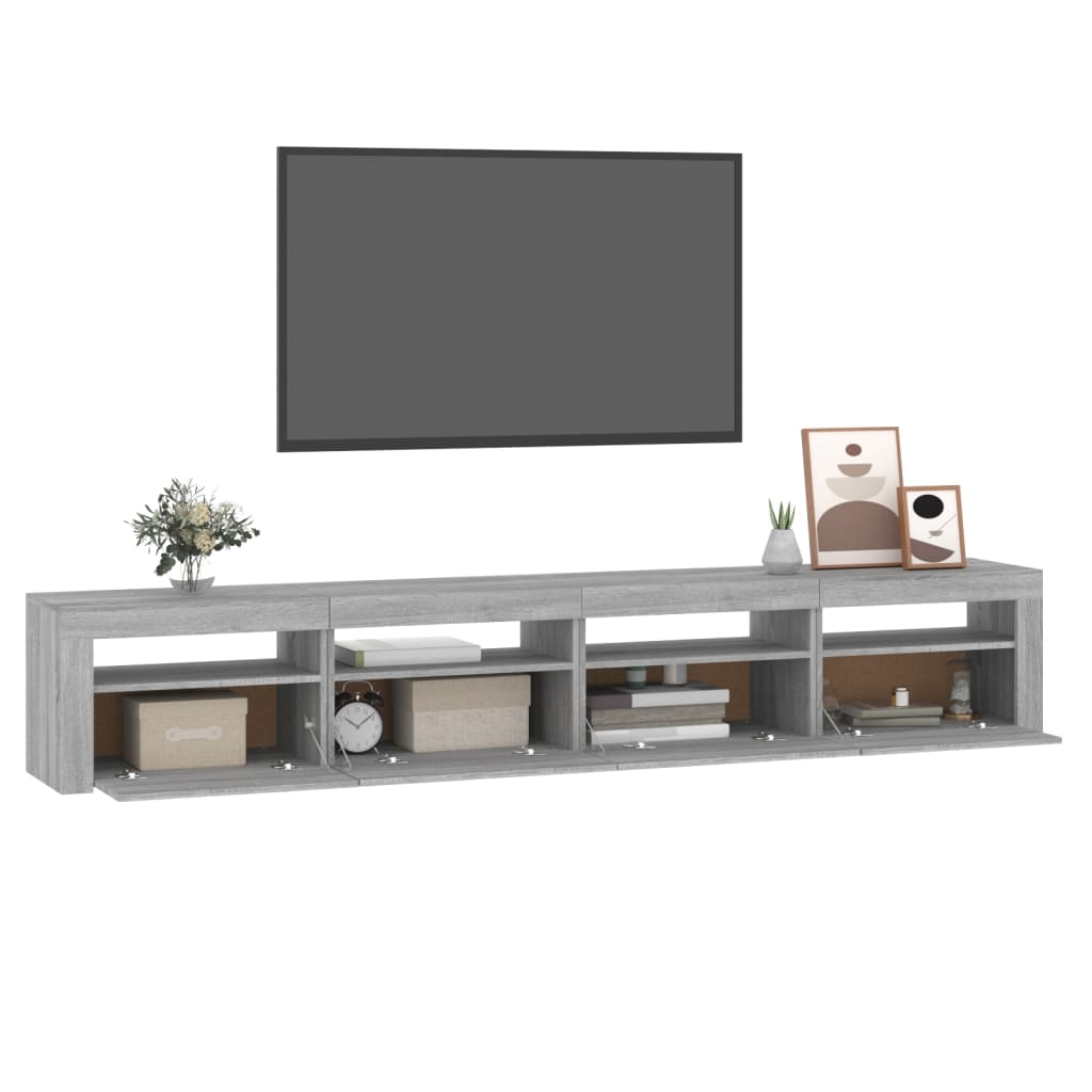 vidaXL tv-skab med LED-lys 240x35x40 cm grå sonoma-eg