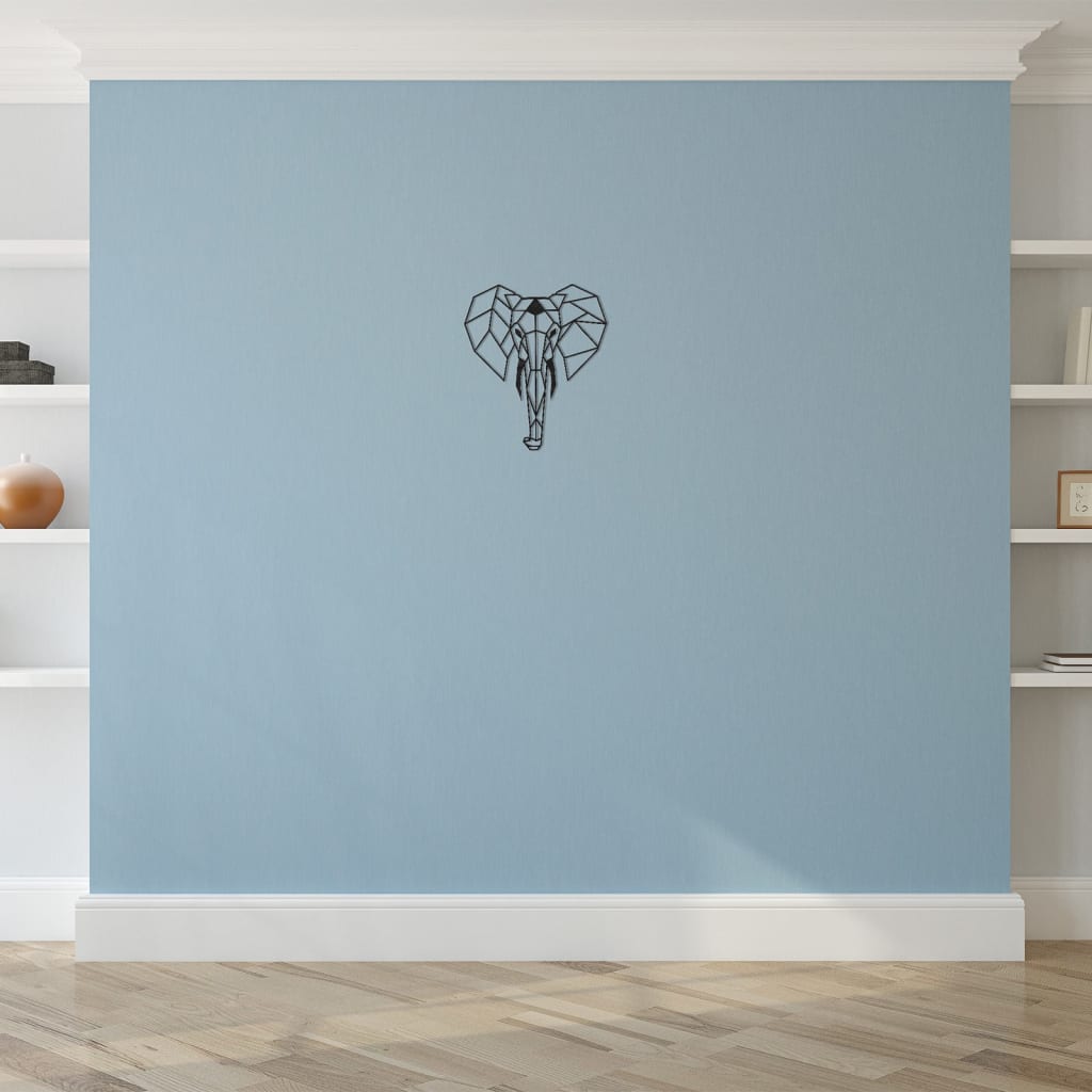 Homemania vægdekoration Elephant 45x52 cm stål sort
