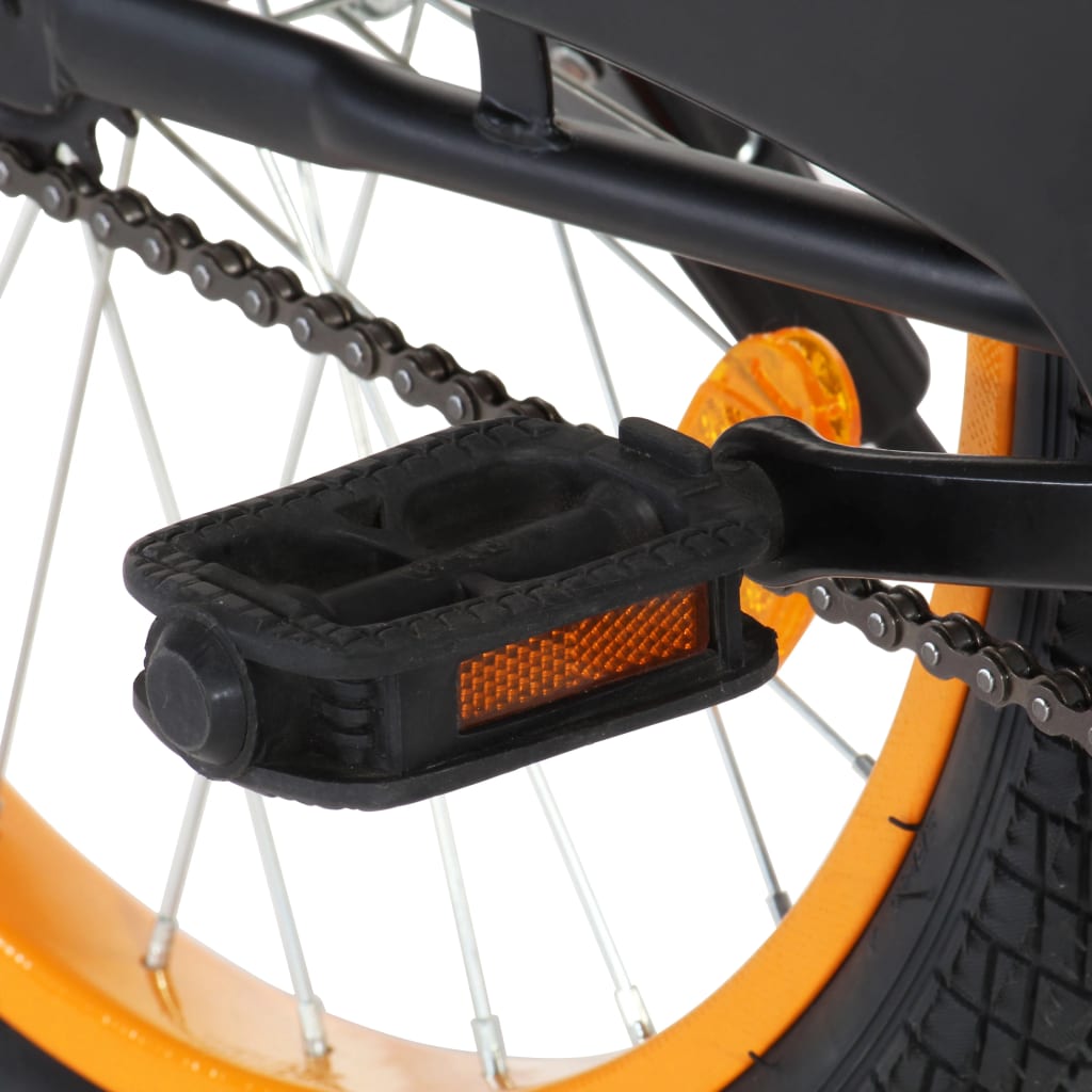 vidaXL børnecykel med frontlad 18 tommer sort og orange