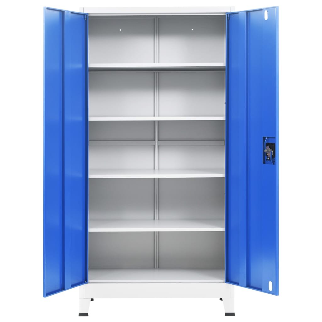 vidaXL kontorskab i metal 90 x 40 x 180 cm grå og blå