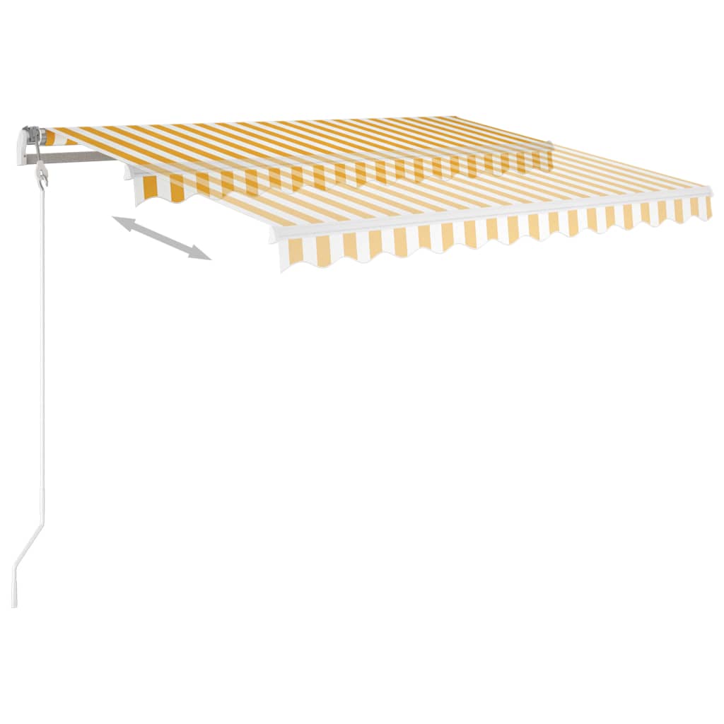 vidaXL markise m. LED-lys 3x2,5 m manuel betjening gul og hvid