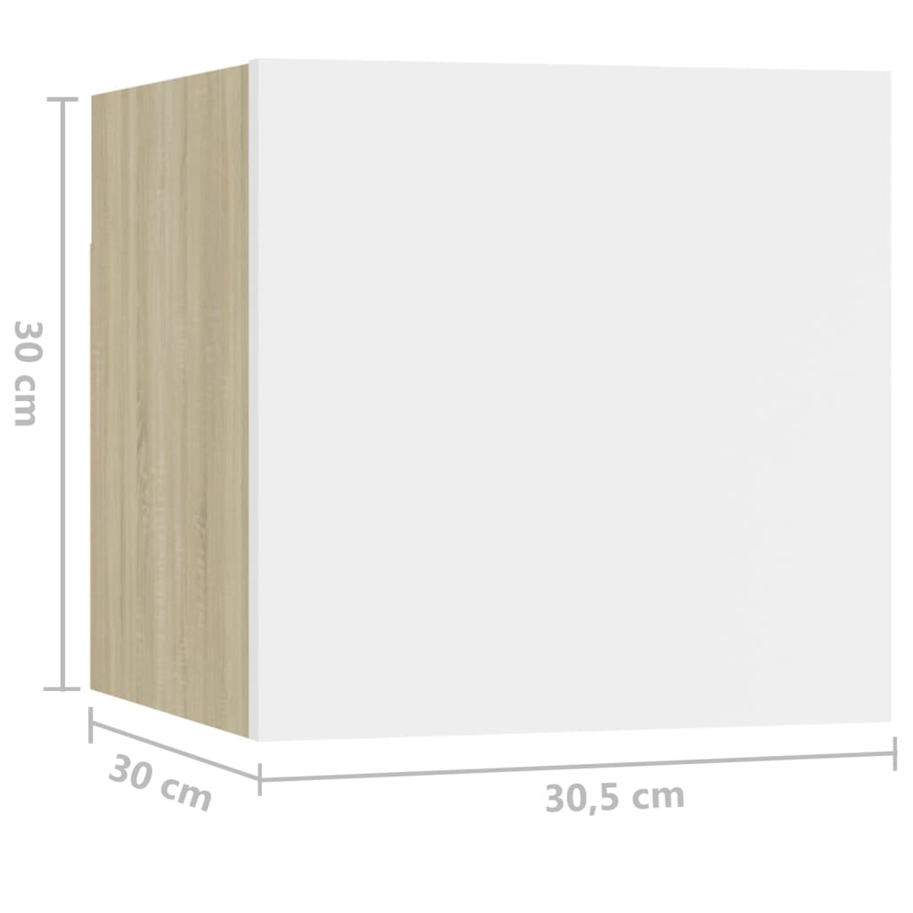 vidaXL sengeskab 30,5x30x30 cm spånplade hvid og sonoma-eg