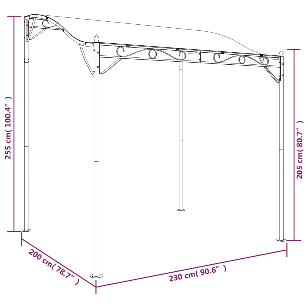vidaXL baldakin 2x2,3 m 180 g/m² stof og stål antracitgrå