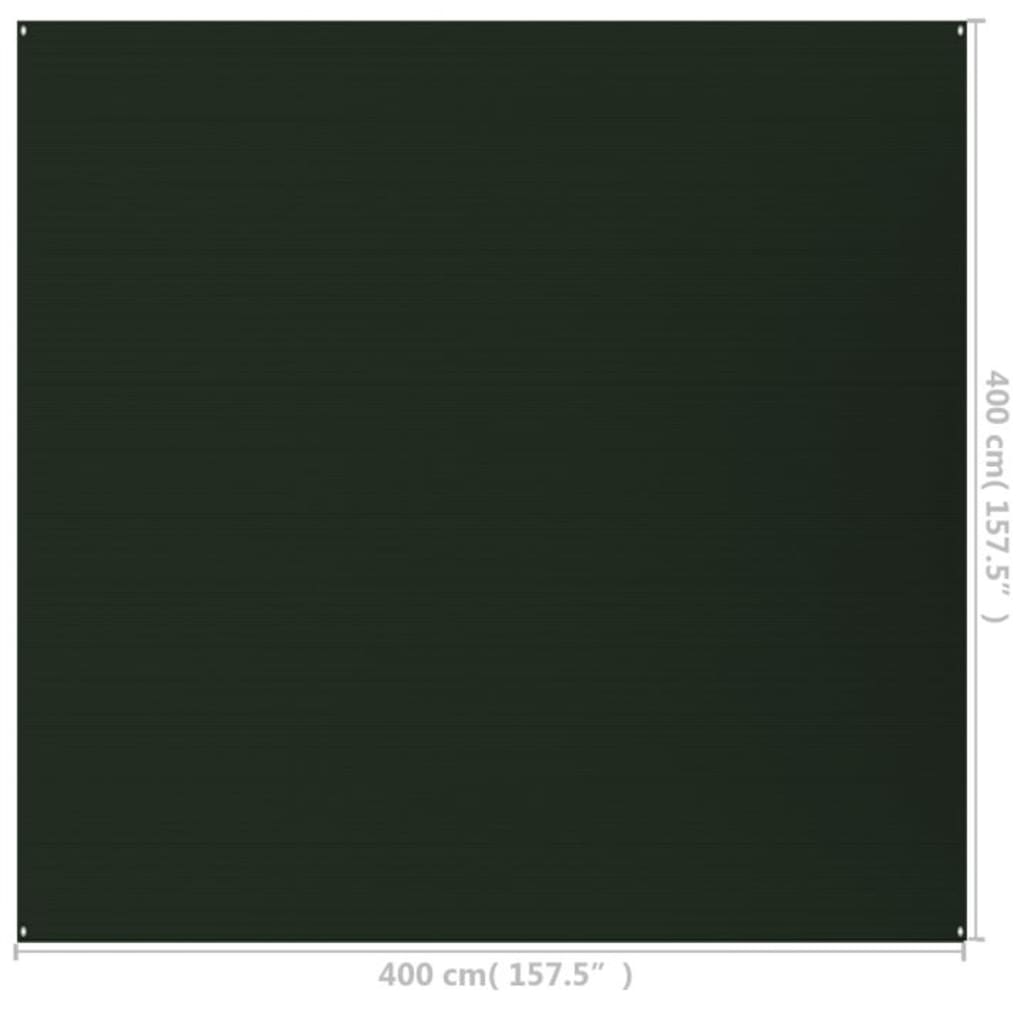 vidaXL telttæppe 400x400 cm HDPE mørkegrøn