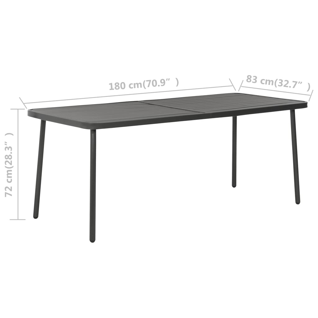 vidaXL spisebordssæt til haven 7 dele stål mørkegrå