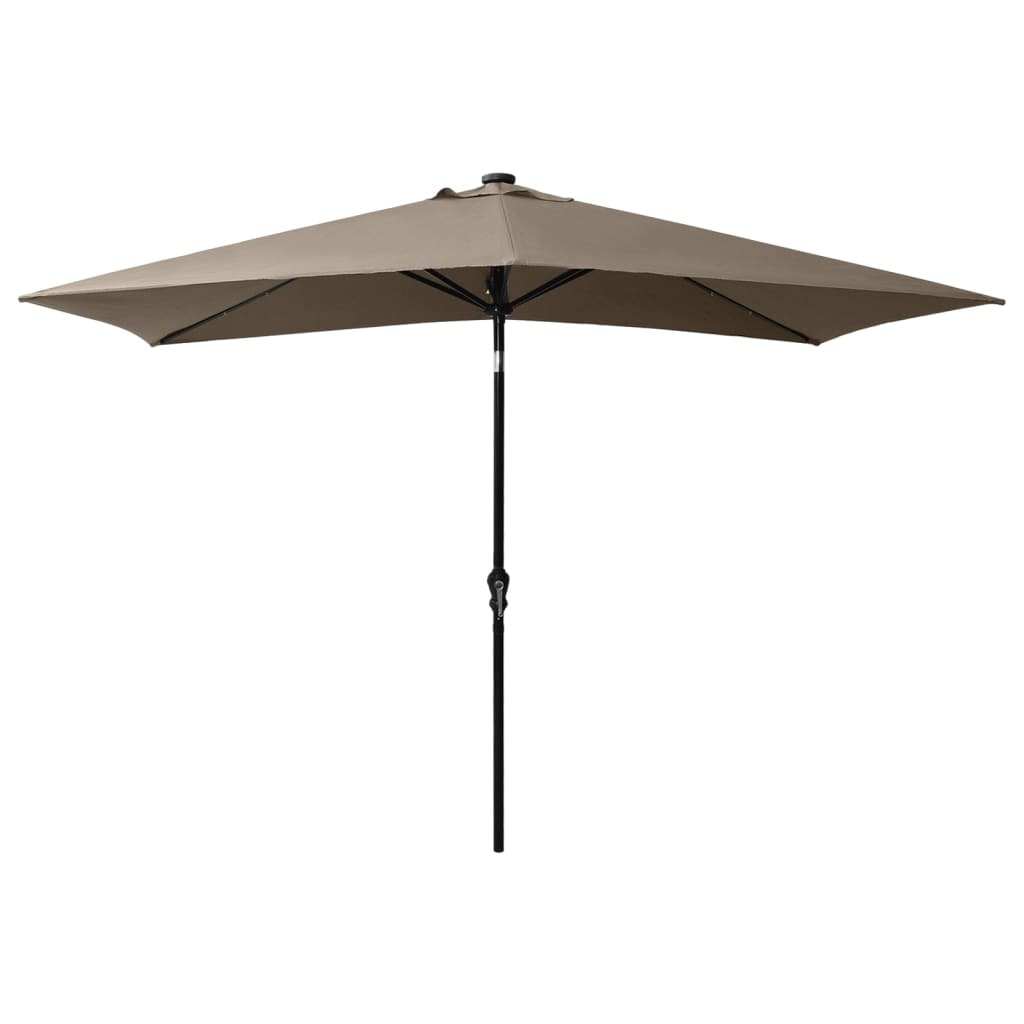 vidaXL parasol med stålstang og LED-lys 2x3 m gråbrun