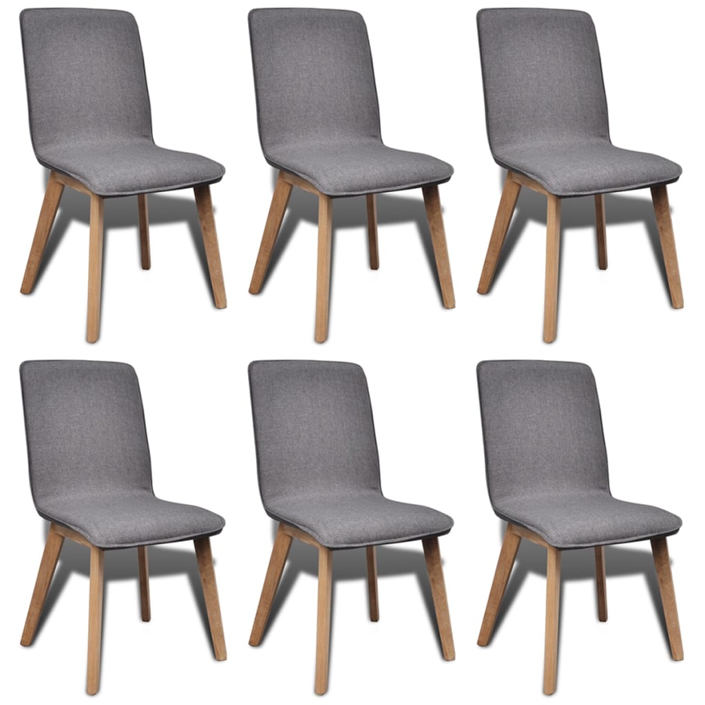 vidaXL spisebordsstole 6 stk. lysegråt stof massivt egetræ