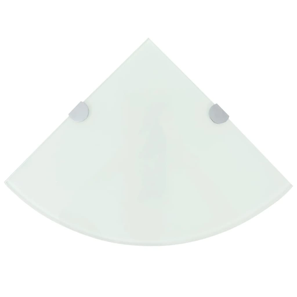 vidaXL hjørnehylder m. krombeslag 2 stk. 25x25 cm hvidt glas