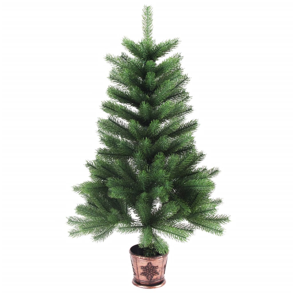 vidaXL kunstigt juletræ med naturtro nåle 90 cm grøn