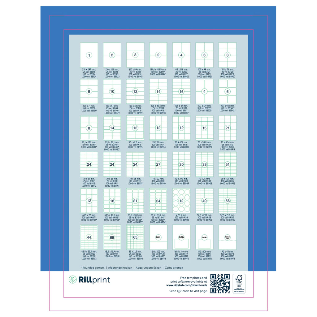 rillprint selvklæbende etiketter 105x148 mm 1000 ark hvid
