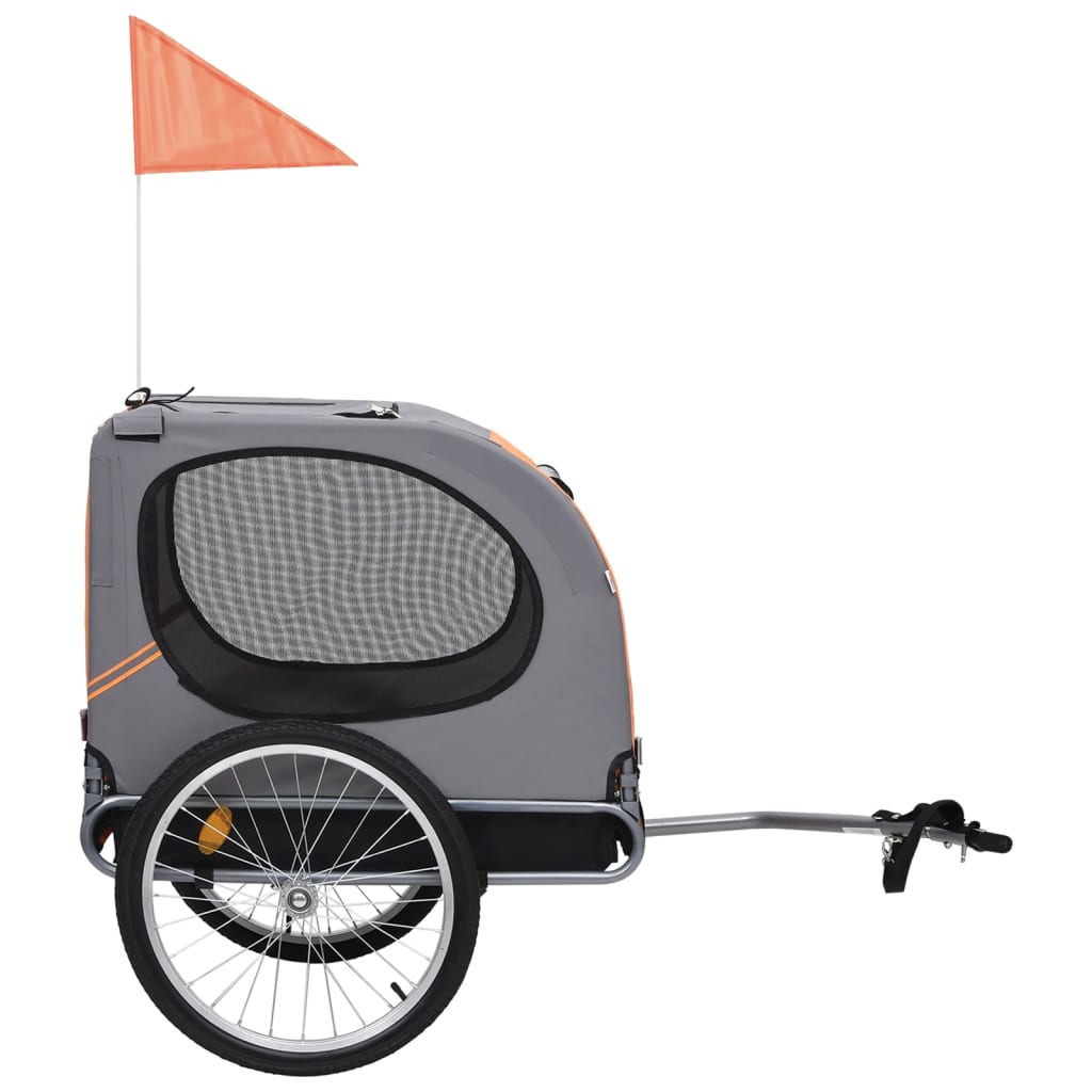 vidaXL cykelanhænger til hund orange og grå