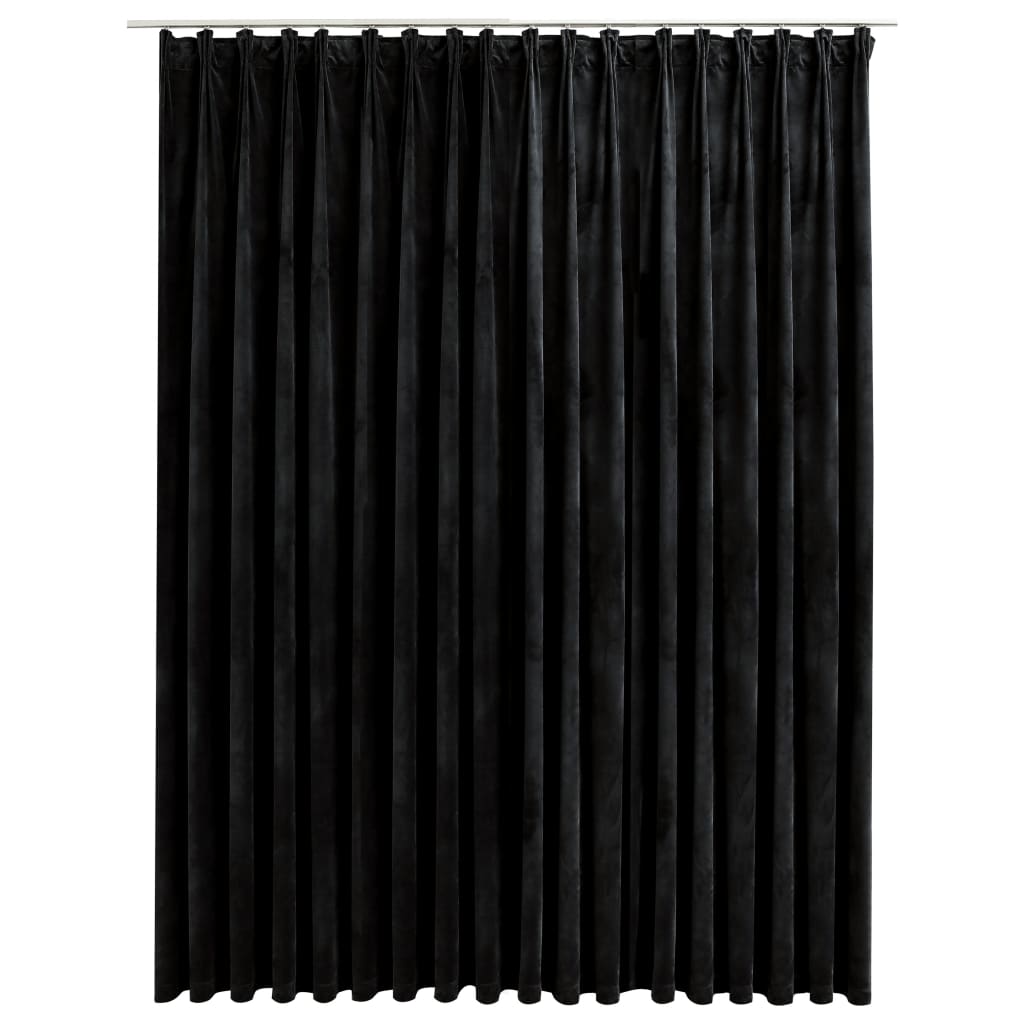vidaXL mørklægningsgardin med kroge 290 x 245 cm fløjl sort