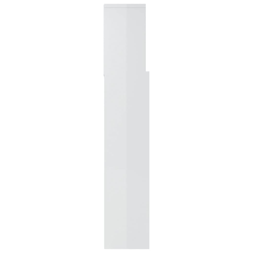 vidaXL sengegavl med opbevaring 180x19x103,5 cm hvid højglans
