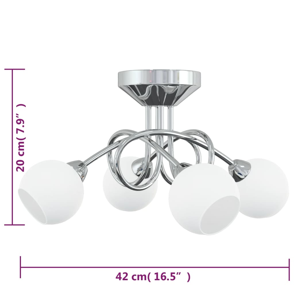vidaXL loftlampe med runde keramikskærme til 4 G9 LED-pærer