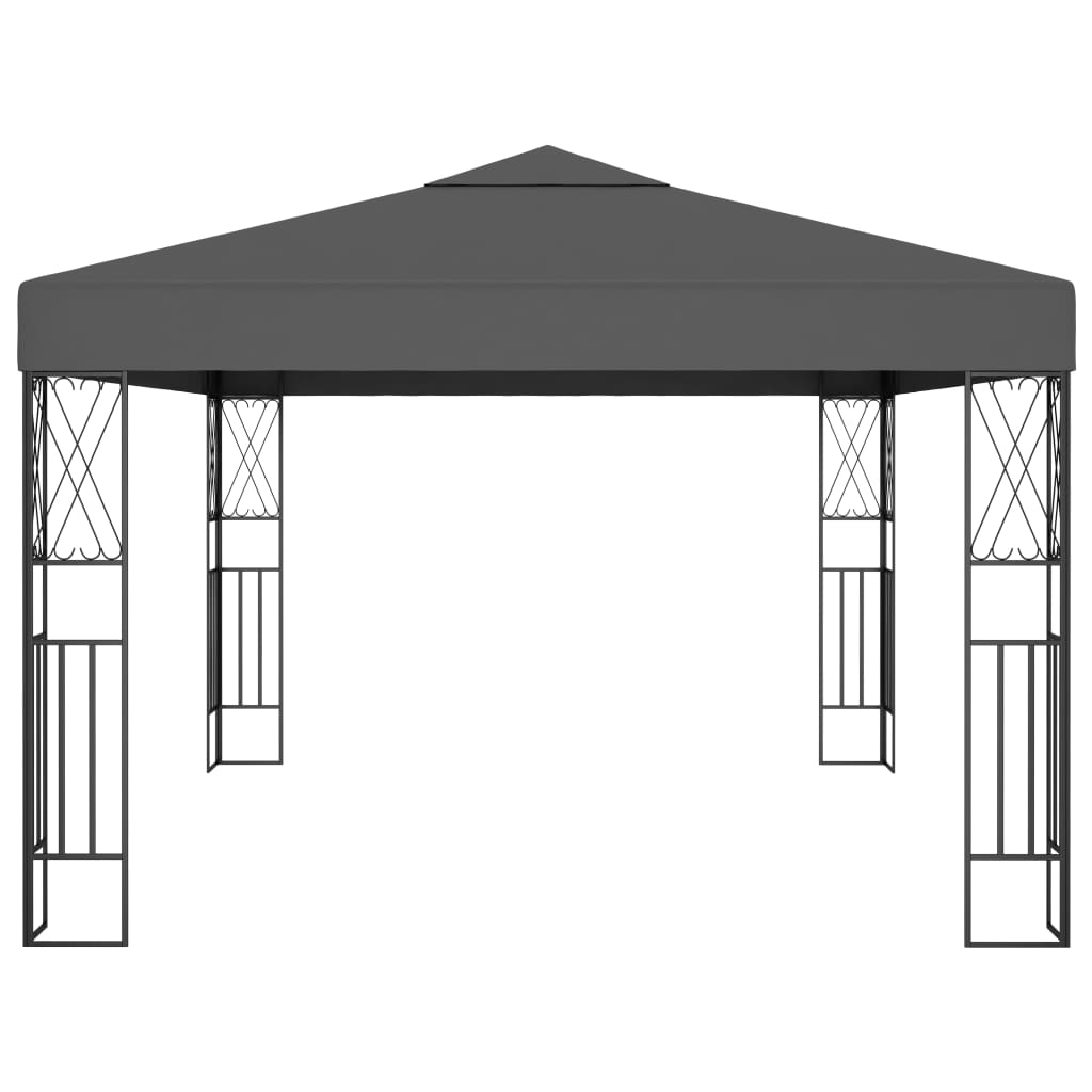 vidaXL pavillon med LED-lyskæder 3x4 m stof antracitgrå