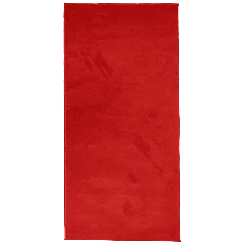 vidaXL gulvtæppe OVIEDO 100x200 cm kort luv rød