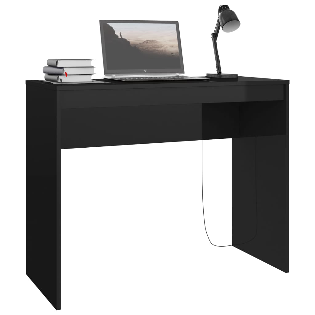 vidaXL skrivebord 90x40x72 cm konstrueret træ sort højglans