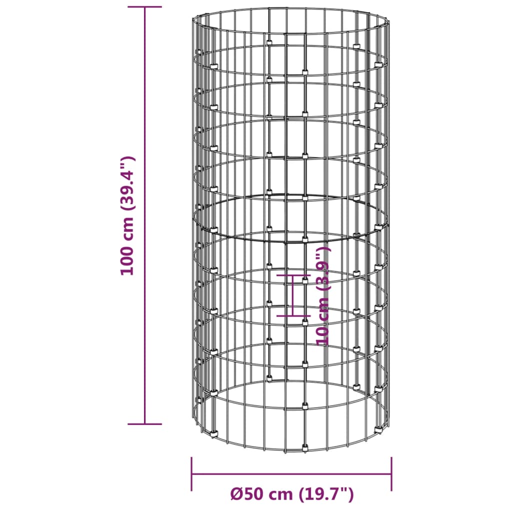 vidaXL kompostbeholder Ø50x100 cm galvaniseret stål