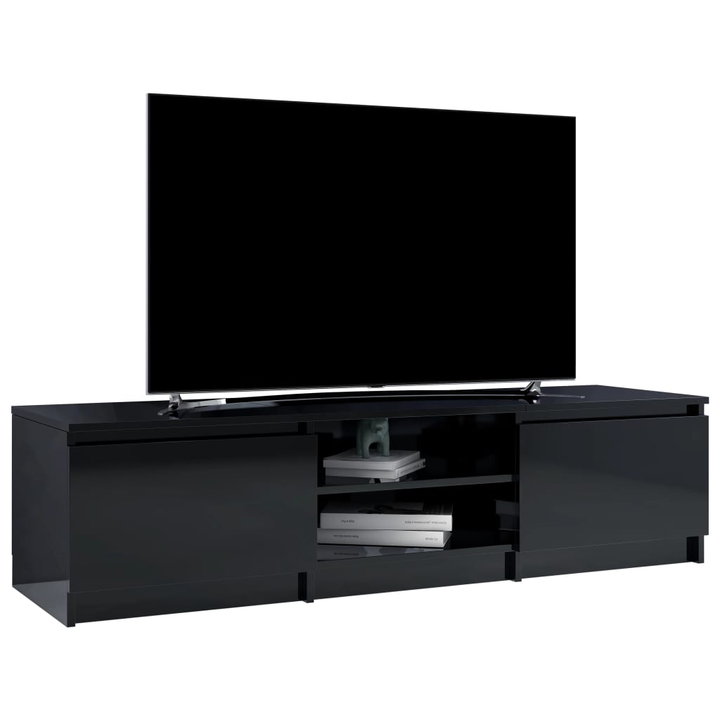 vidaXL tv-bord 140x40x35,5 cm konstrueret træ sort højglans
