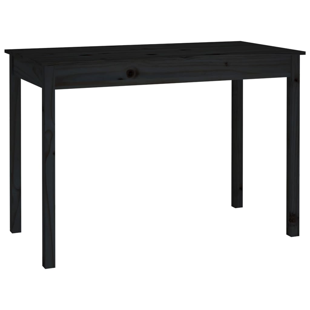 vidaXL spisebord 110x55x75 cm massivt fyrretræ sort