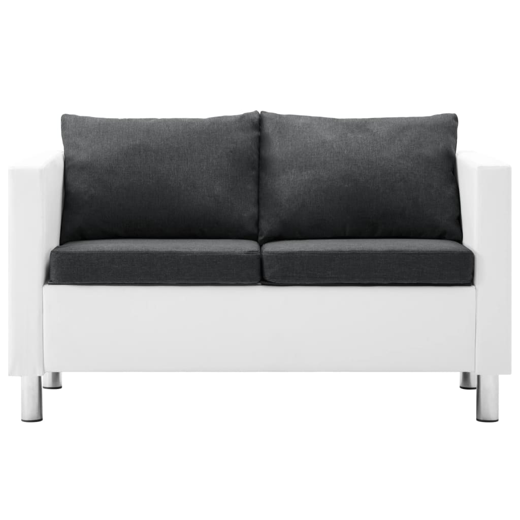 vidaXL 2-personers sofa kunstlæder hvid og mørkegrå