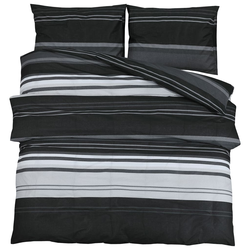 vidaXL sengetøj 240x220 cm bomuld sort og hvid