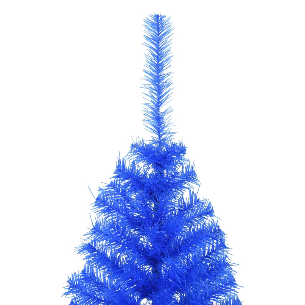 vidaXL kunstigt halvt juletræ med juletræsfod 150 cm PVC blå