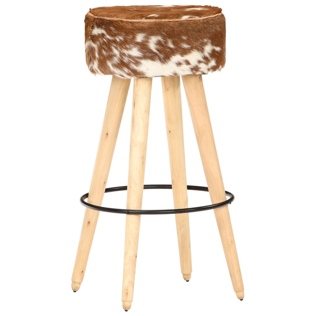 vidaXL barstole 2 stk. ru mangotræ og ægte skind brun