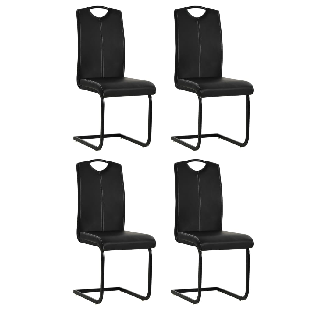 vidaXL spisebordsstole med cantilever 4 stk. kunstlæder sort