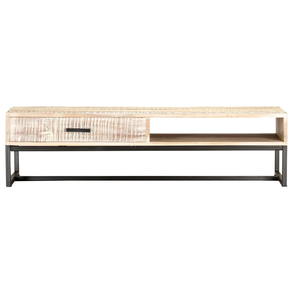 vidaXL sofabord 117 x 50 x 30 cm massivt akacietræ hvid