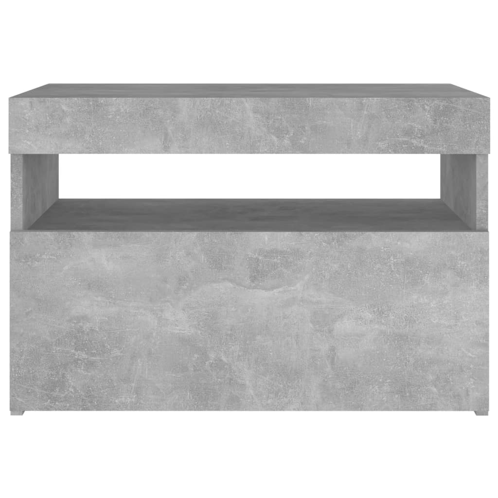 vidaXL sengebord med LED-lys 2 stk. 60x35x40 cm betongrå