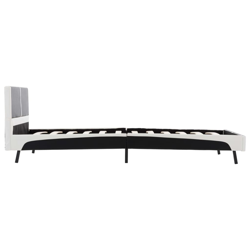 vidaXL sengestel 90 x 200 cm sort og hvid kunstlæder