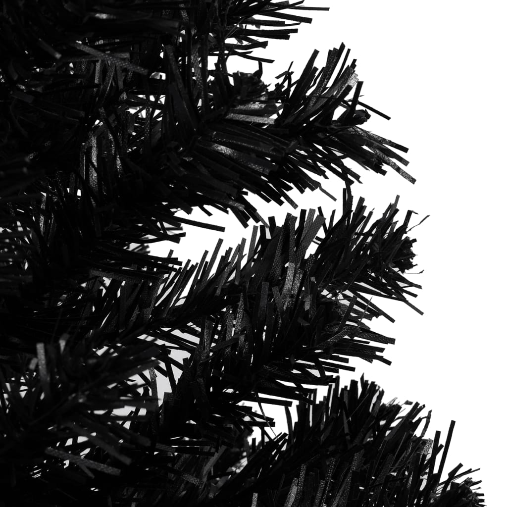 vidaXL kunstigt juletræ med lys og juletræsfod 120 cm PVC sort
