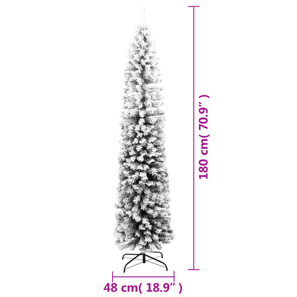 vidaXL smalt kunstigt juletræ med sne 180 cm PVC grøn