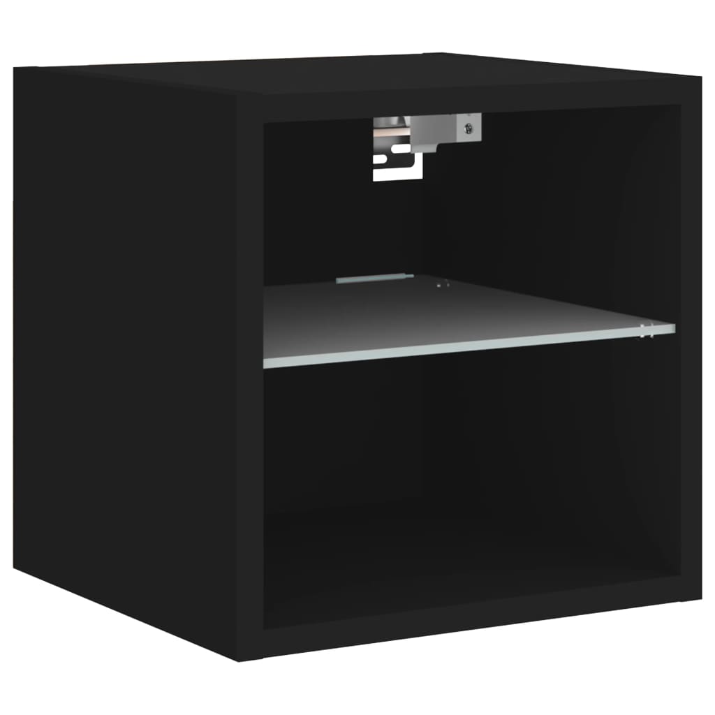vidaXL tv-møbel til væg 8 dele med LED-lys konstrueret træ sort