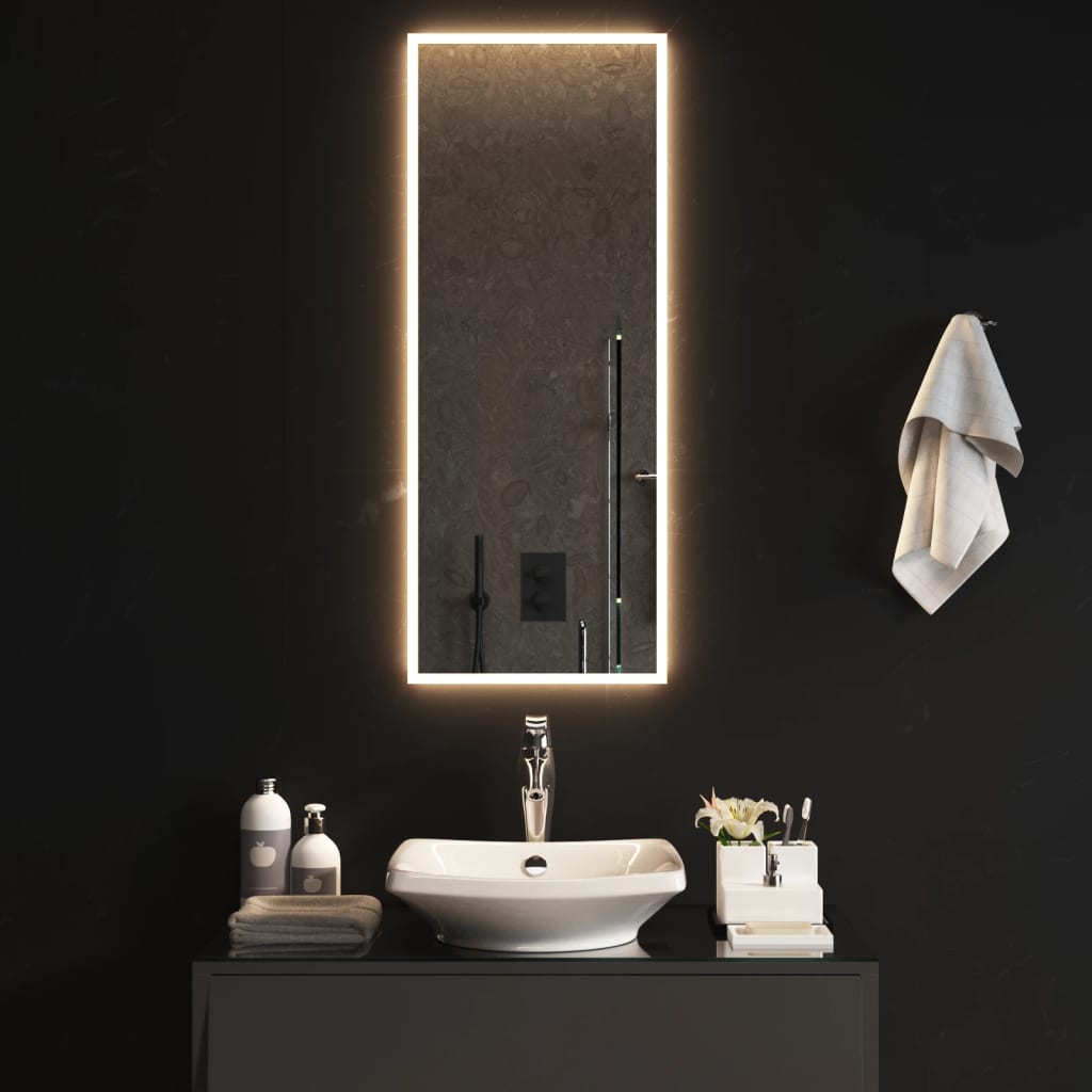 vidaXL badeværelsesspejl med LED-lys 40x100 cm