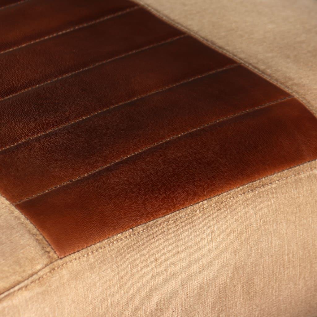 vidaXL loungestol ægte læder og kanvas brun