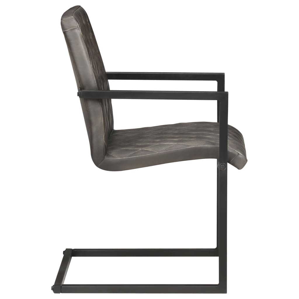 vidaXL spisebordsstole 6 stk. med cantilever-design ægte læder grå
