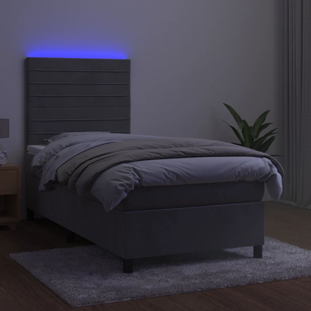 vidaXL kontinentalseng med LED-lys 80x200 cm velour lysegrå