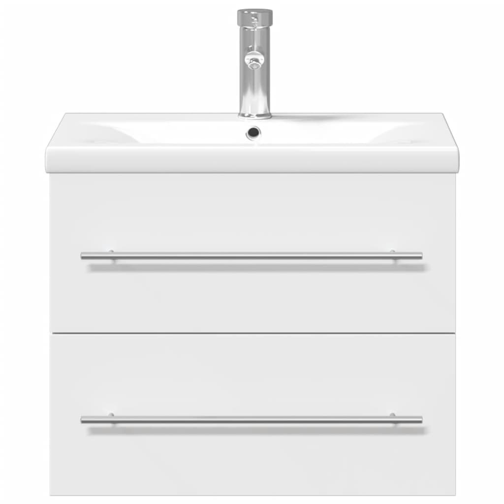 vidaXL underskab til badeværelse med indbygget håndvask hvid