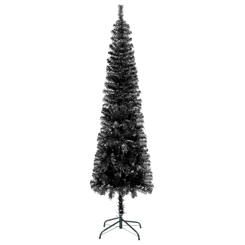 vidaXL smalt juletræ med lys og kuglesæt 210 cm sort