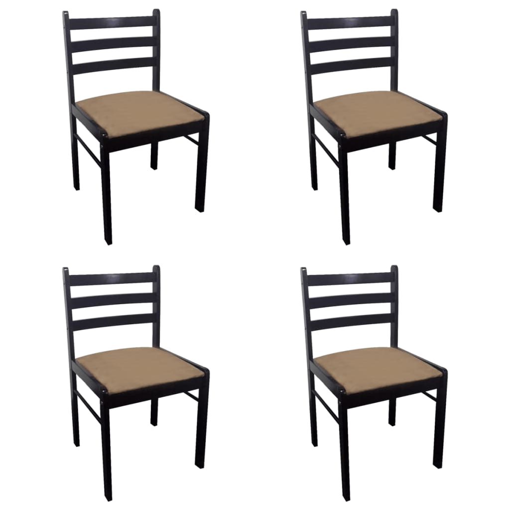 vidaXL spisebordsstole 4 stk. massivt gummitræ og fløjl brun