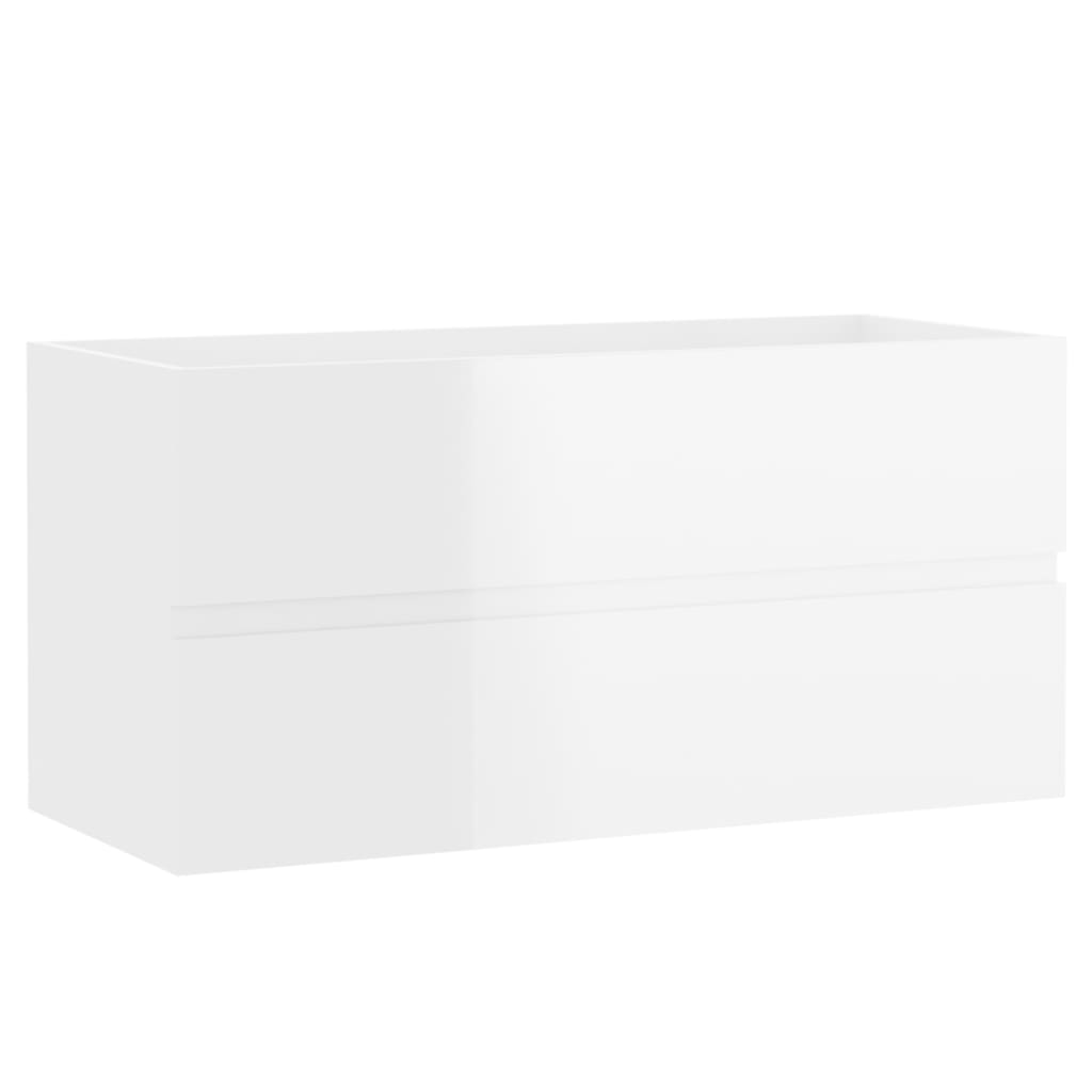 vidaXL vaskeskab 90x38,5x45 cm spånplade hvid højglans