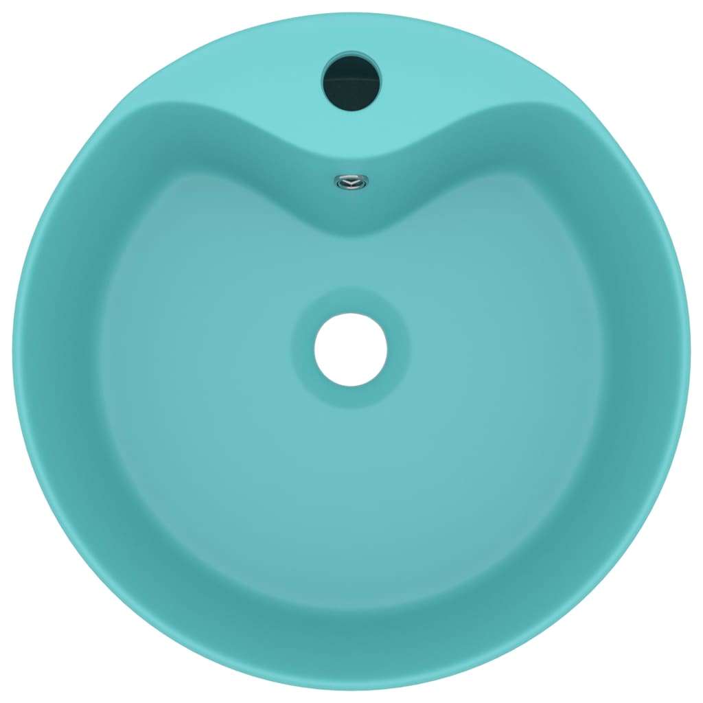 vidaXL luksuriøs håndvask med overløb 36x13 cm keramik mat lysegrøn