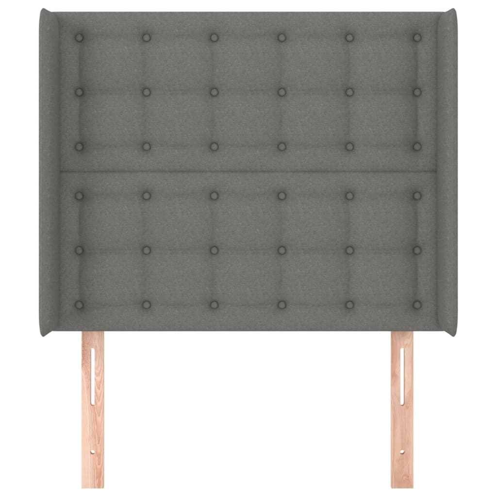 vidaXL sengegavl med kanter 83x16x118/128 cm stof mørkegrå